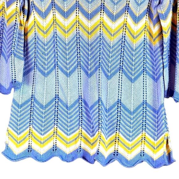 Burgess Blue and Yellow Silk Blend Sweater Size Medium - Picture 7 of 8